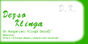 dezso klinga business card